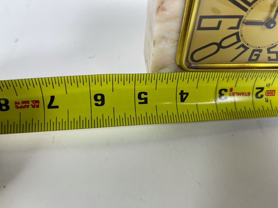 Art Deco Marble Desk Clock Converted To Battery Power 4.5W X 2D X 4H [Photo 9]
