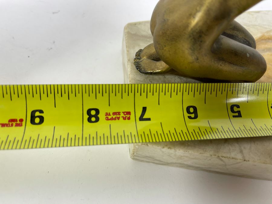 Art Deco Marble Base Trinket Dish Catchall Tray With Gilt Metal Woman Sculpture 7W X 6D X 5H [Photo 15]