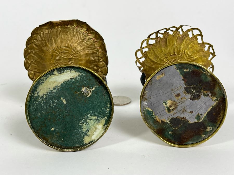 Pair Of Vintage Metal Figurines Holding Trays 4.5H [Photo 11]