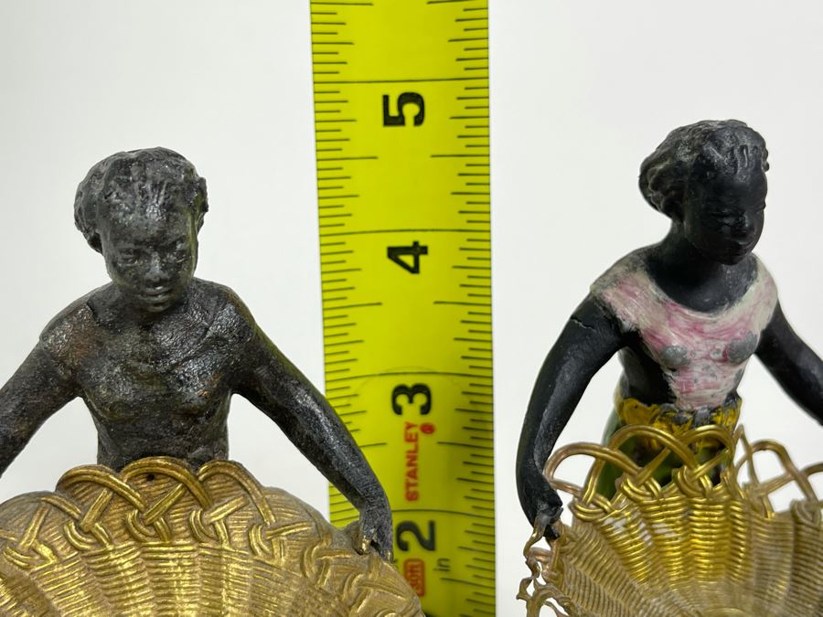 Pair Of Vintage Metal Figurines Holding Trays 4.5H [Photo 14]