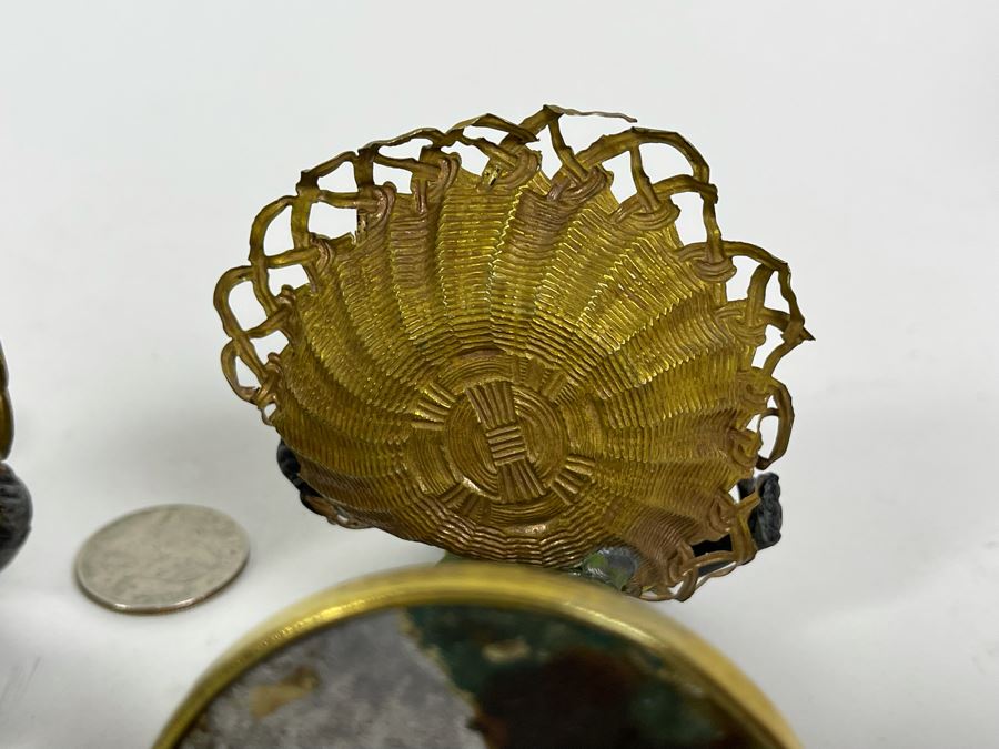 Pair Of Vintage Metal Figurines Holding Trays 4.5H [Photo 13]