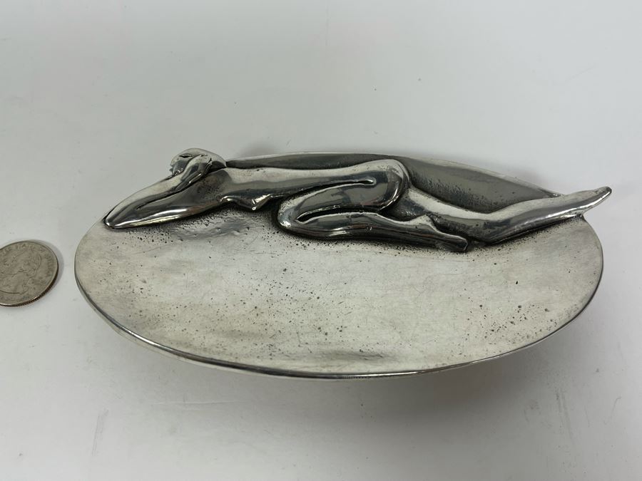 Signed Carrol Boyes Nude Woman Metal Trinket Dish Tray 6.5W X 3D [Photo 4]