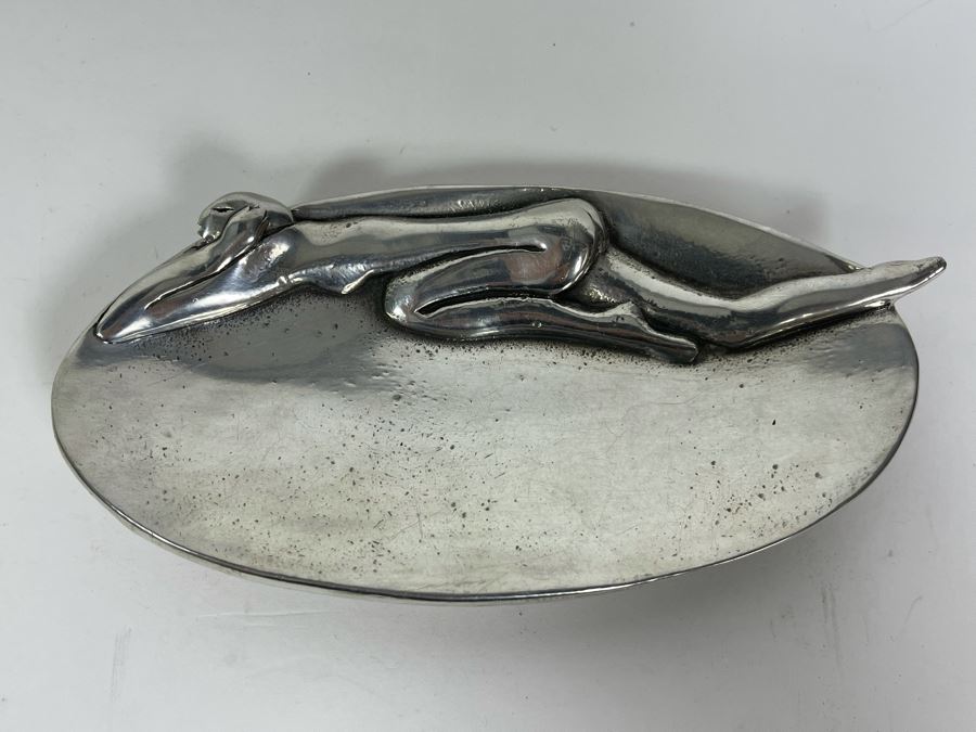 Signed Carrol Boyes Nude Woman Metal Trinket Dish Tray 6.5W X 3D [Photo 3]