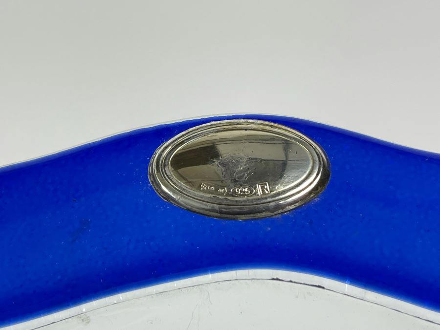 Signed Murano Glass Tray Trinket Dish With Pair Of Sterling Silver Adornments 9.5 X 6 [Photo 5]