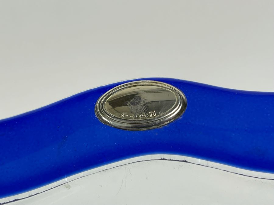 Signed Murano Glass Tray Trinket Dish With Pair Of Sterling Silver Adornments 9.5 X 6 [Photo 4]