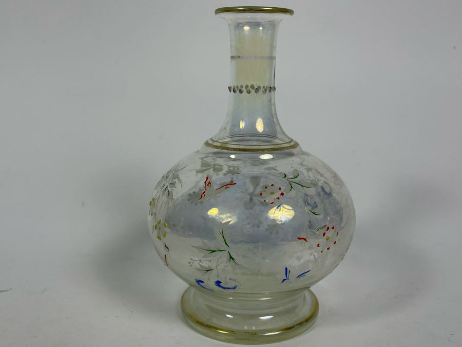 Hand Painted Antique Victorian Bottle 6.5H [Photo 2]