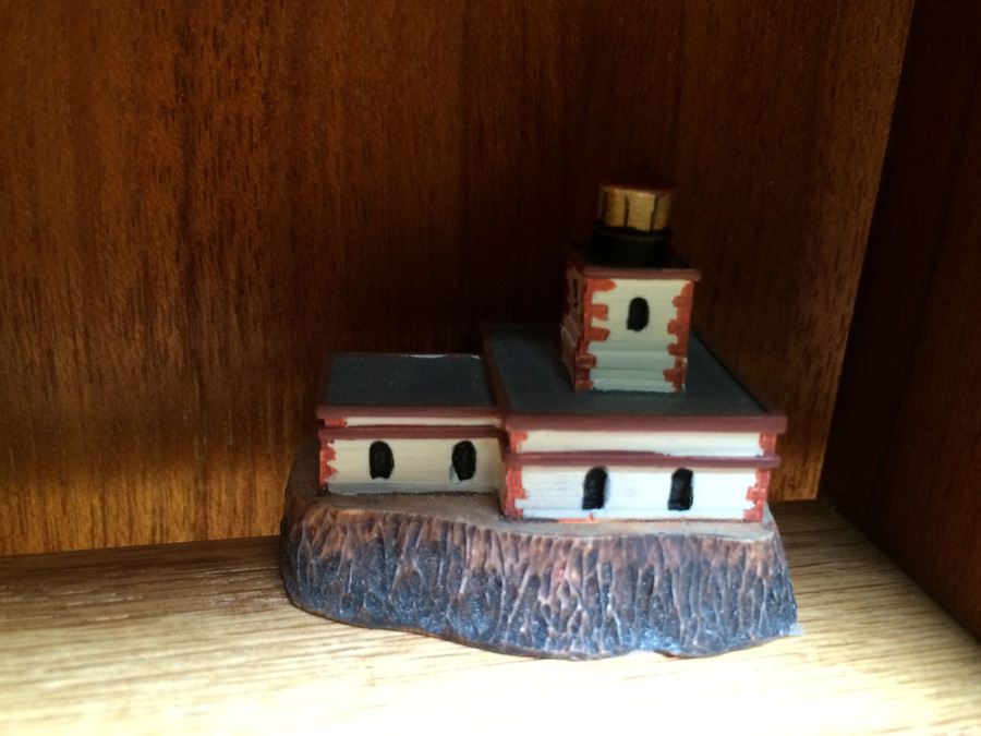 Huge Collection of Miniature Castles and Lighthouses plus Teak Display Case [Photo 23]