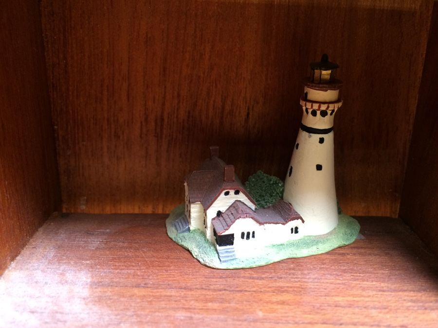 Huge Collection of Miniature Castles and Lighthouses plus Teak Display Case [Photo 27]