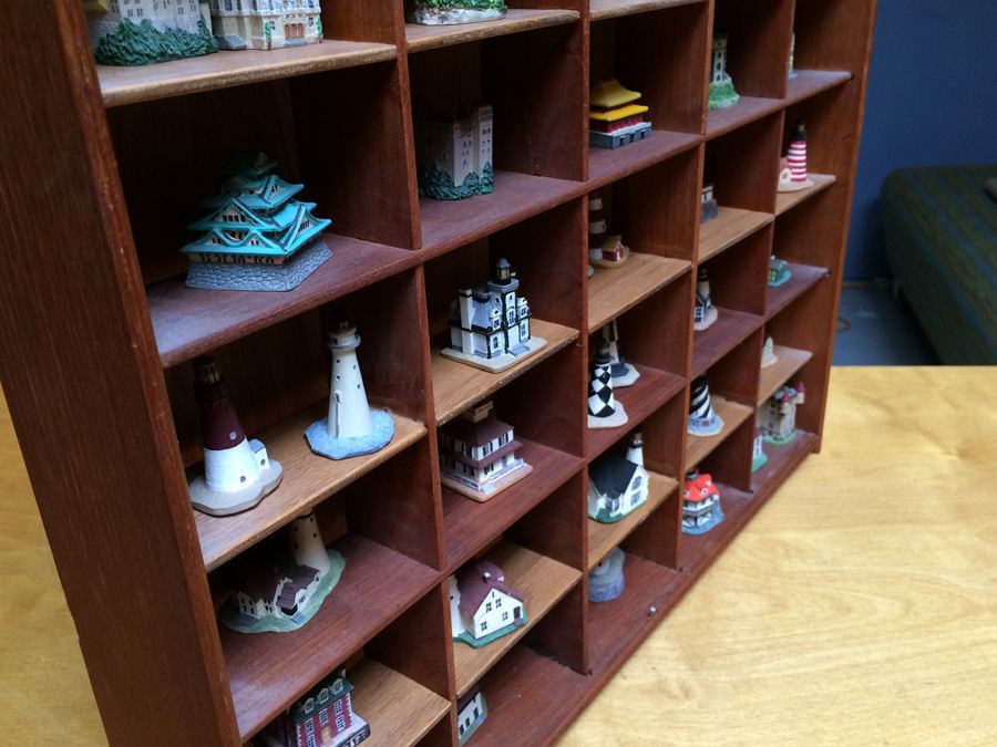 Huge Collection of Miniature Castles and Lighthouses plus Teak Display Case [Photo 45]