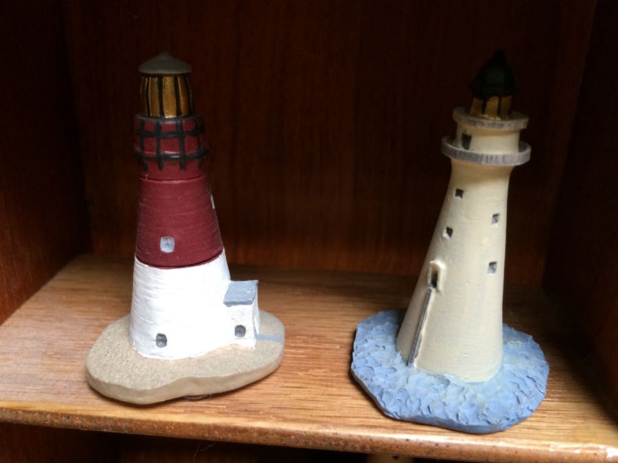 Huge Collection of Miniature Castles and Lighthouses plus Teak Display Case [Photo 26]