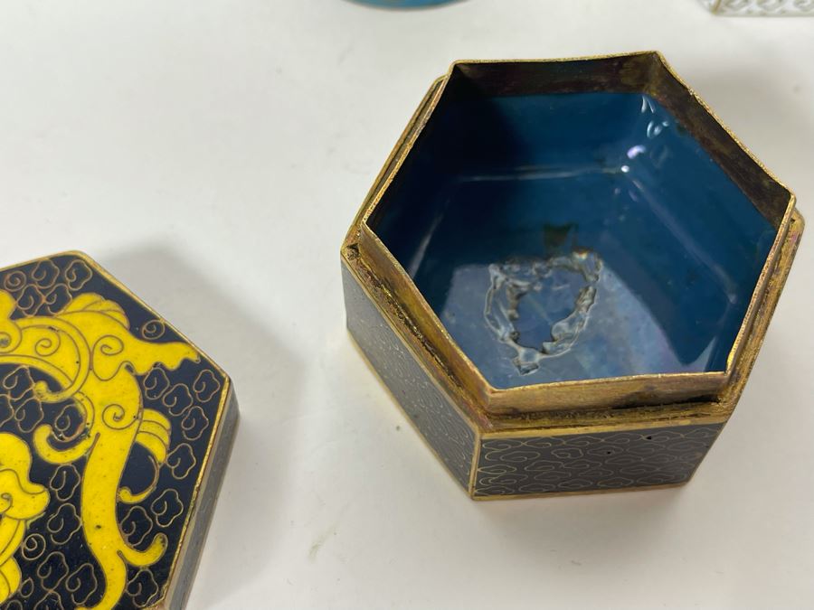 Collection Of Chinese Cloisonne Dragon Boxes 1.5-2H [Photo 11]