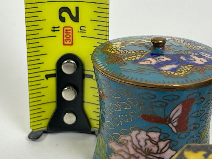 Collection Of Chinese Cloisonne Dragon Boxes 1.5-2H [Photo 17]