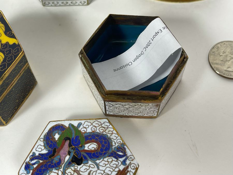 Collection Of Chinese Cloisonne Dragon Boxes 1.5-2H [Photo 10]
