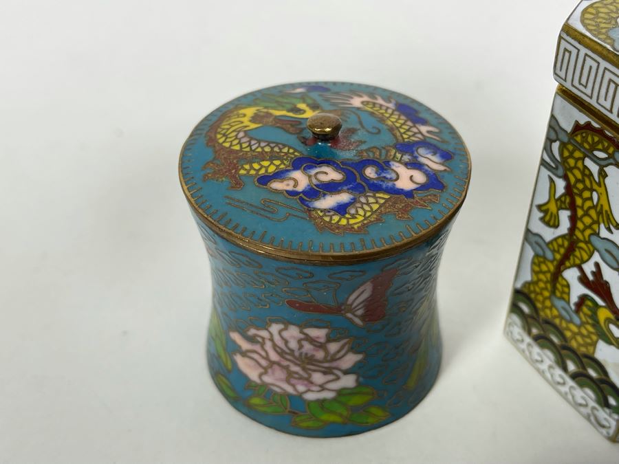 Collection Of Chinese Cloisonne Dragon Boxes 1.5-2H [Photo 7]