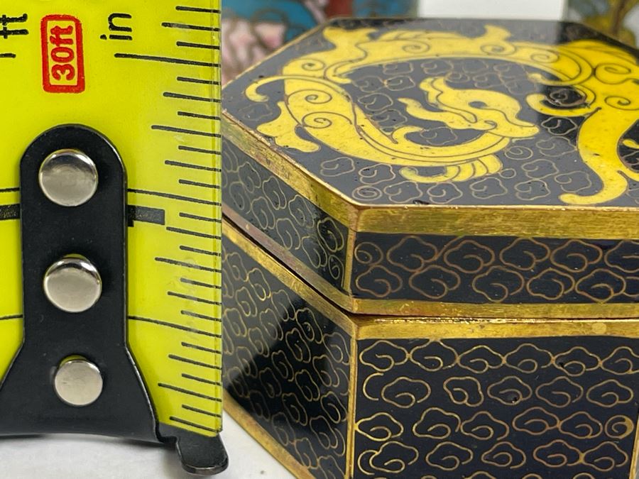 Collection Of Chinese Cloisonne Dragon Boxes 1.5-2H [Photo 18]
