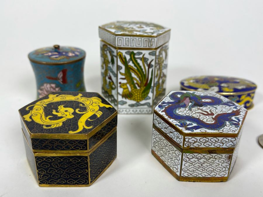 Collection Of Chinese Cloisonne Dragon Boxes 1.5-2H [Photo 3]