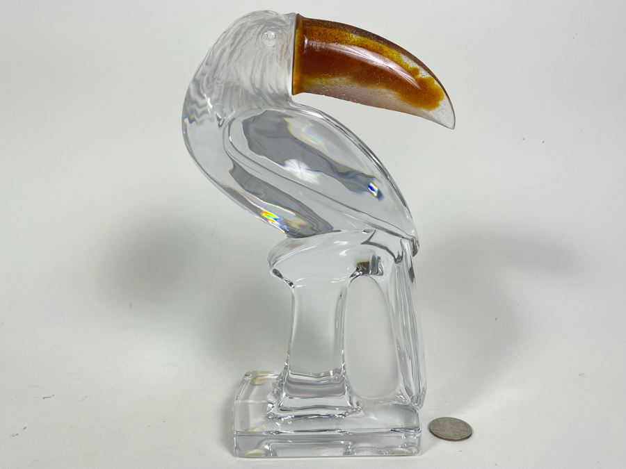 Signed Daum France Crystal Toucan Bird With Colored Beak 9H Estimate $400-$600