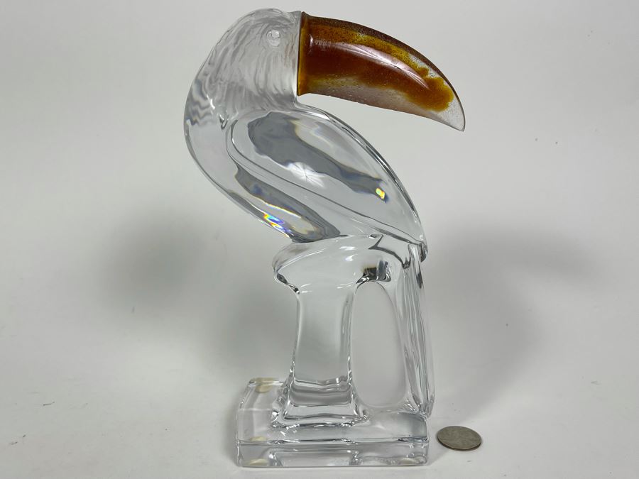 Signed Daum France Crystal Toucan Bird With Colored Beak 9H Estimate $400-$600 [Photo 4]