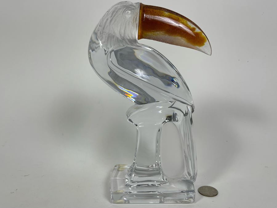 Signed Daum France Crystal Toucan Bird With Colored Beak 9H Estimate $400-$600 [Photo 2]