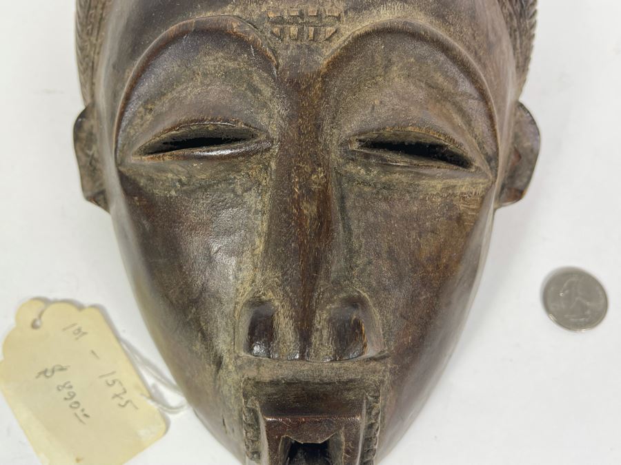 Antique African Hand Carved Wood Mask Old Chokwe Tribe Democratic Republic Of Congo 7.5W X 10H X 4D Retailed For $890 [Photo 5]
