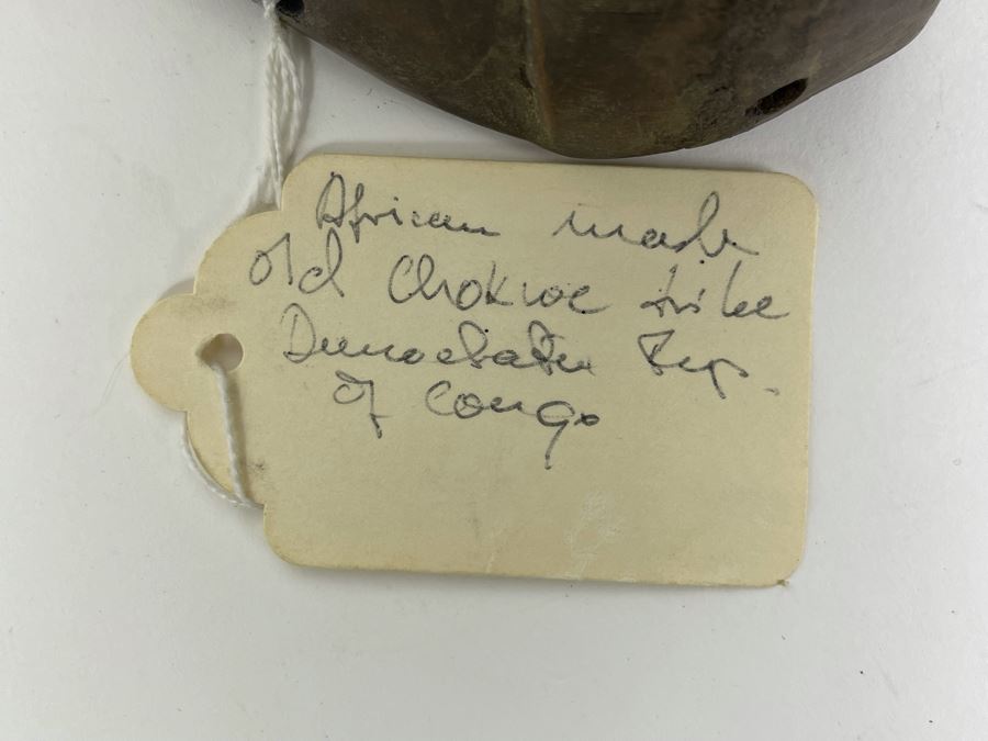 Antique African Hand Carved Wood Mask Old Chokwe Tribe Democratic Republic Of Congo 7.5W X 10H X 4D Retailed For $890 [Photo 11]