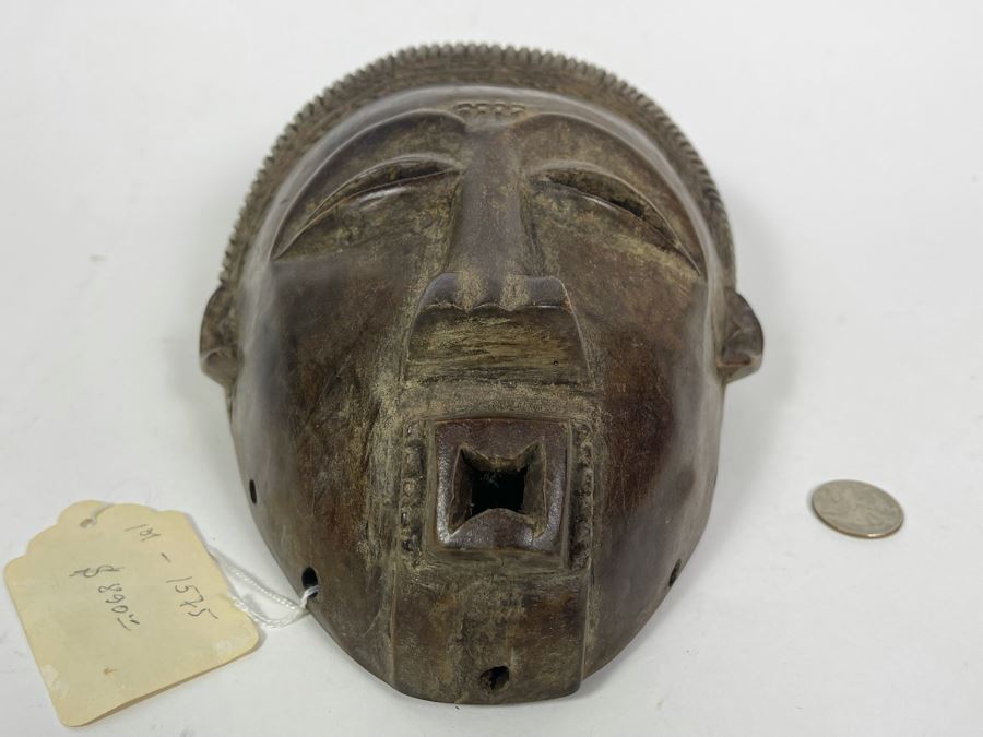 Antique African Hand Carved Wood Mask Old Chokwe Tribe Democratic Republic Of Congo 7.5W X 10H X 4D Retailed For $890 [Photo 7]