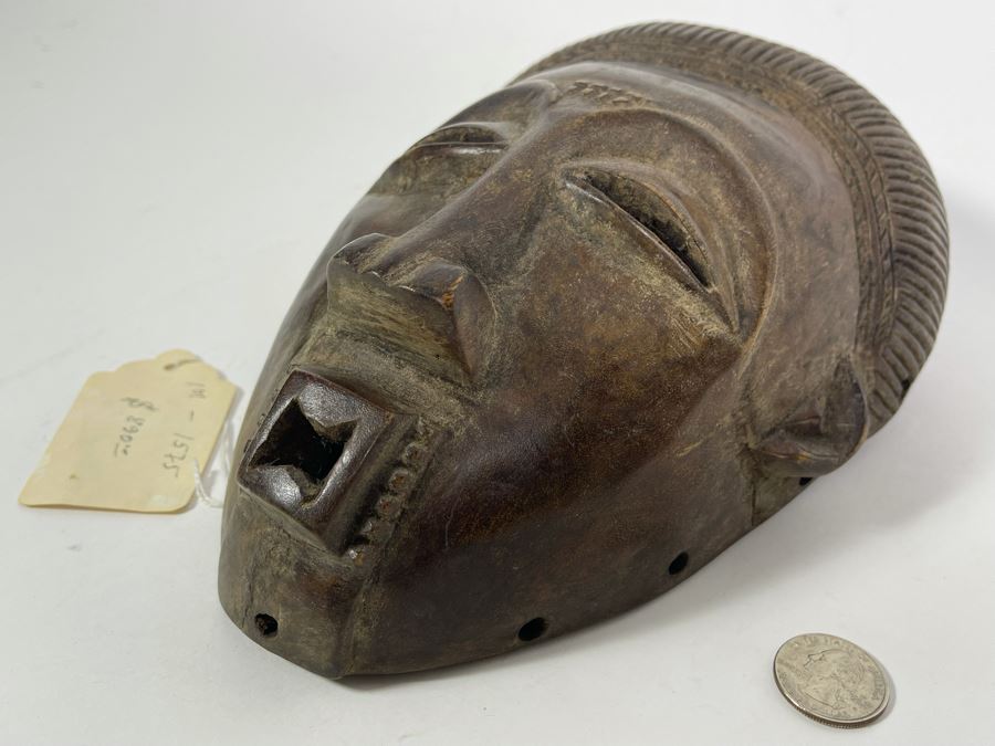 Antique African Hand Carved Wood Mask Old Chokwe Tribe Democratic Republic Of Congo 7.5W X 10H X 4D Retailed For $890 [Photo 9]