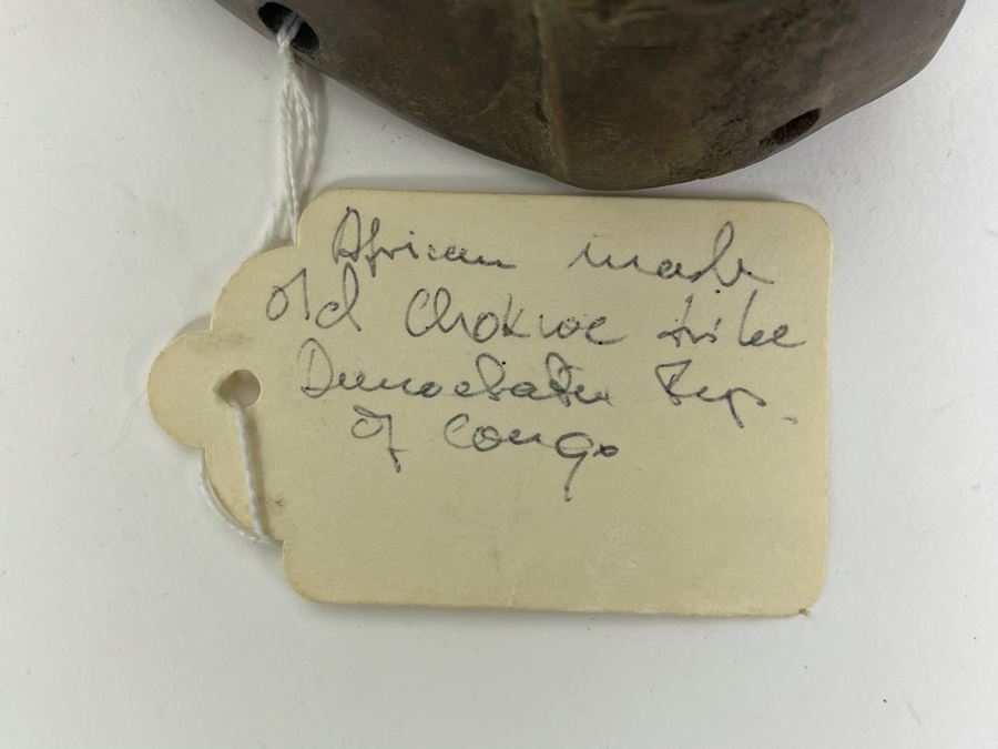 Antique African Hand Carved Wood Mask Old Chokwe Tribe Democratic Republic Of Congo 7.5W X 10H X 4D Retailed For $890 [Photo 12]