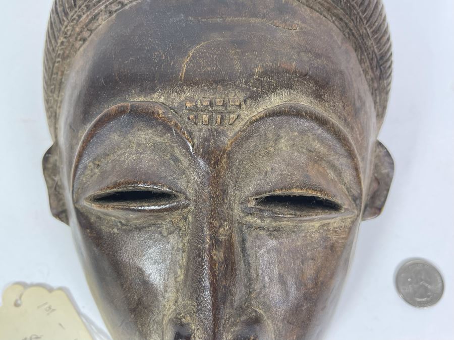 Antique African Hand Carved Wood Mask Old Chokwe Tribe Democratic Republic Of Congo 7.5W X 10H X 4D Retailed For $890 [Photo 4]