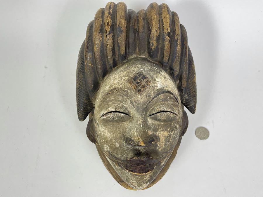 Very Old Hand Carved Wood African Mask 8W X 11D X 6H