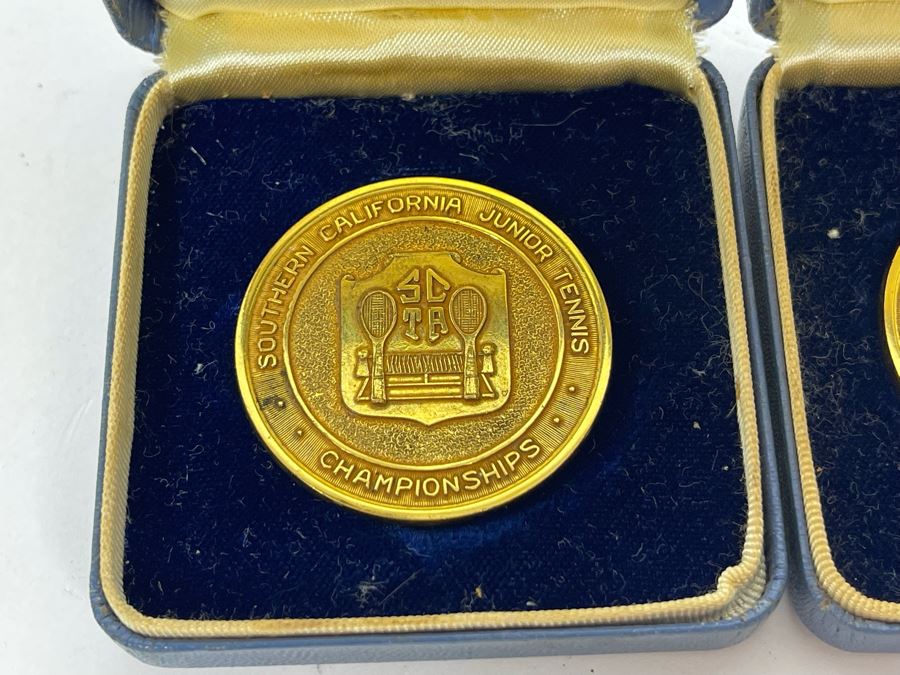 Three Engraved Medals From Southern California Junior Tennis Championships 1950 Winner Girls Singles Under 13, 1950 Winner Doubles Girls Under 13 And Sterling Silver Runner-Up Girls Singles Under 15 1952 [Photo 6]