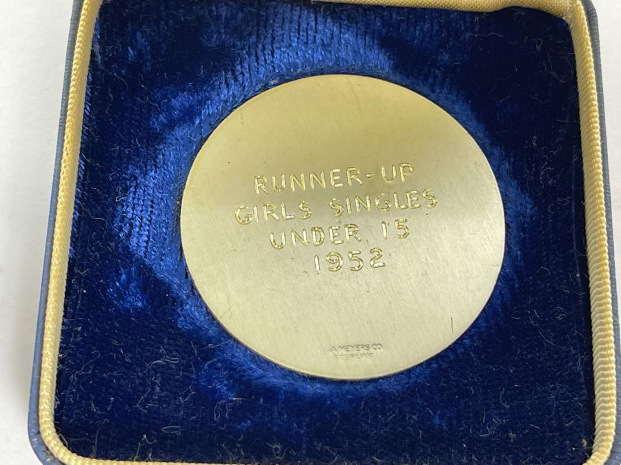 Three Engraved Medals From Southern California Junior Tennis Championships 1950 Winner Girls Singles Under 13, 1950 Winner Doubles Girls Under 13 And Sterling Silver Runner-Up Girls Singles Under 15 1952 [Photo 10]