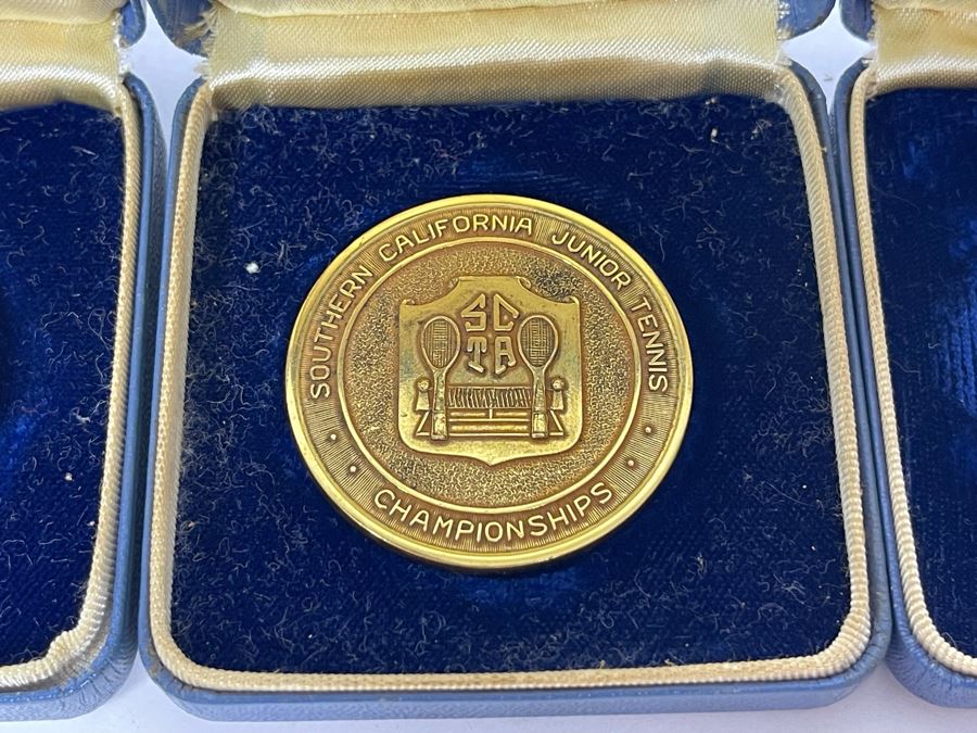 Three Engraved Medals From Southern California Junior Tennis Championships 1950 Winner Girls Singles Under 13, 1950 Winner Doubles Girls Under 13 And Sterling Silver Runner-Up Girls Singles Under 15 1952 [Photo 5]