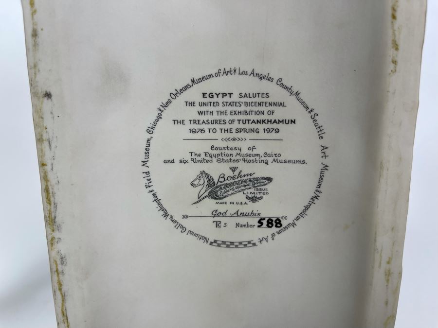 Pair Of Boehm Porcelain Limited Edition God Anubis Statues From The Treasures Of Tutankhamun Exhibition 13.5W X 5.5D X 9.5H [Photo 9]