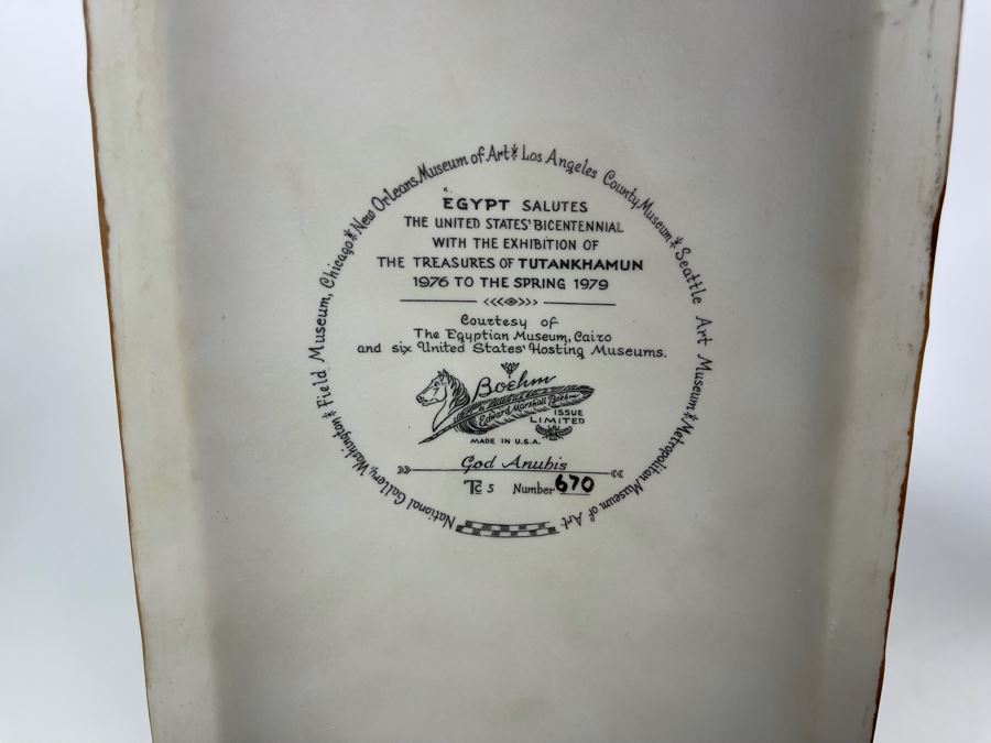 Pair Of Boehm Porcelain Limited Edition God Anubis Statues From The Treasures Of Tutankhamun Exhibition 13.5W X 5.5D X 9.5H [Photo 8]