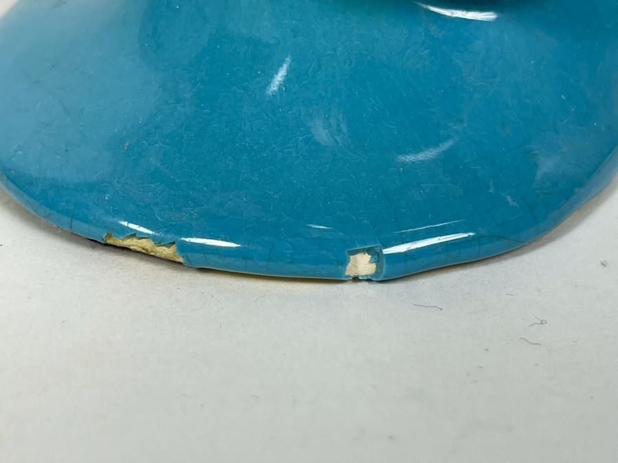 Signed Vintage 1935 Art Deco Blue Glazed Ceramic Womans Head Bust 6W X 5H [Photo 10]