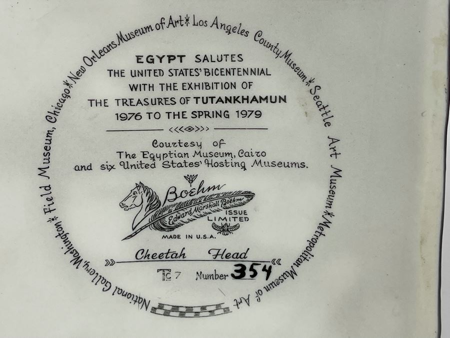 Pair Of Boehm Porcelain Limited Edition Cheetah Head Statues From The Treasures Of Tutankhamun Exhibition 7H [Photo 8]