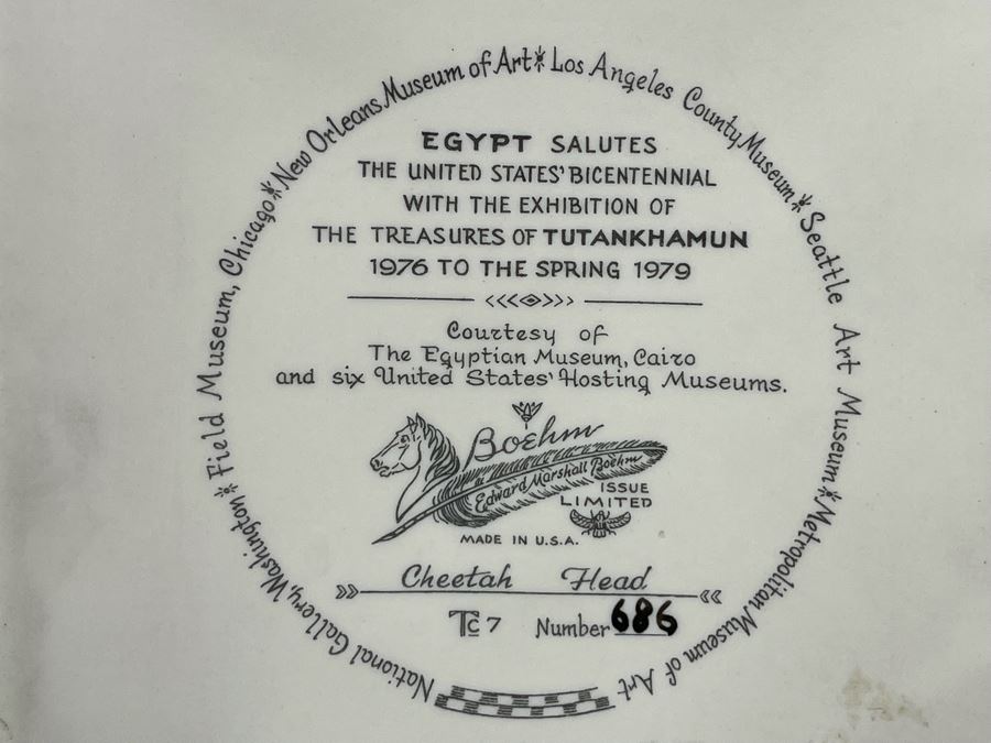 Pair Of Boehm Porcelain Limited Edition Cheetah Head Statues From The Treasures Of Tutankhamun Exhibition 7H [Photo 7]