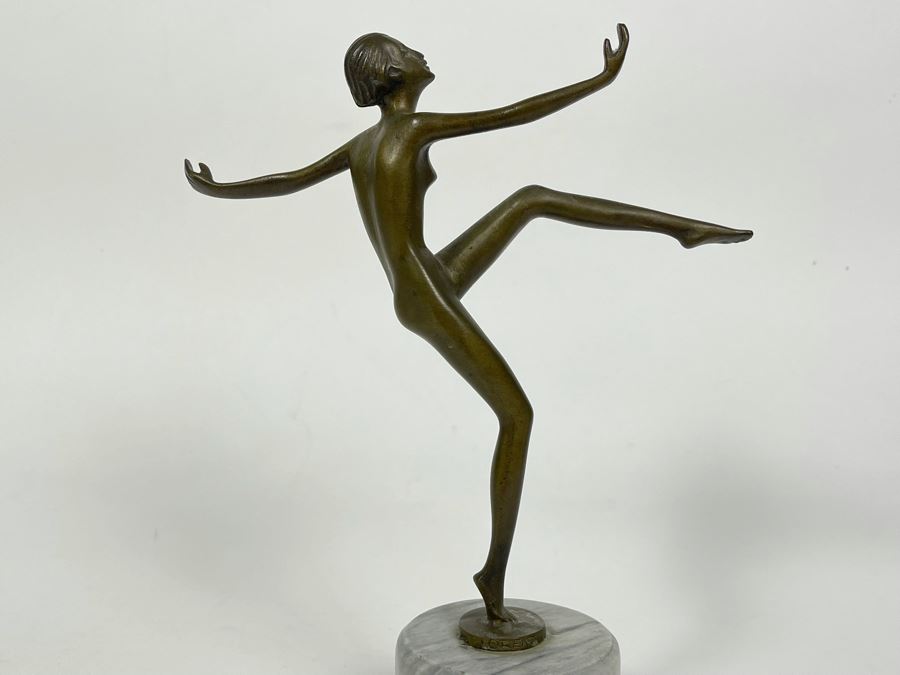 Art Deco Bronze Sculpture Of Dancer Signed Lorenz 9H [Photo 6]