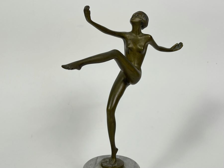Art Deco Bronze Sculpture Of Dancer Signed Lorenz 9H [Photo 4]