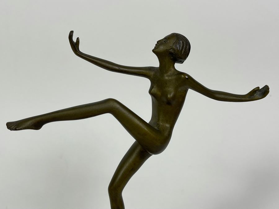 Art Deco Bronze Sculpture Of Dancer Signed Lorenz 9H [Photo 3]