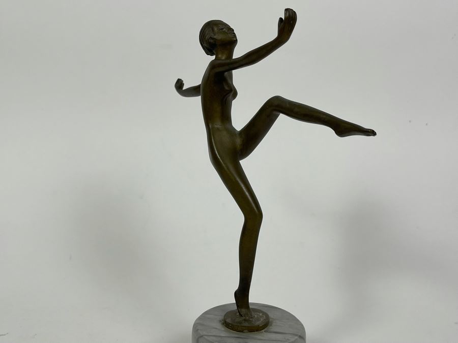 Art Deco Bronze Sculpture Of Dancer Signed Lorenz 9H [Photo 5]
