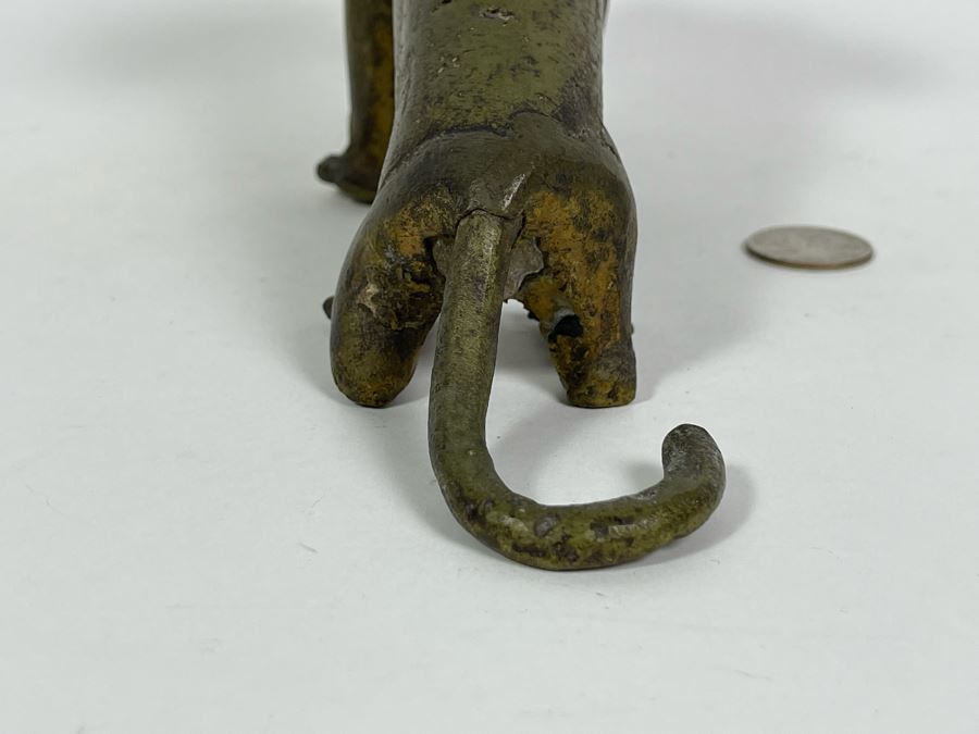 Old Solid Bronze Benin African Leopard Cat Sculpture 9.5W X 3.5D X 4H [Photo 10]