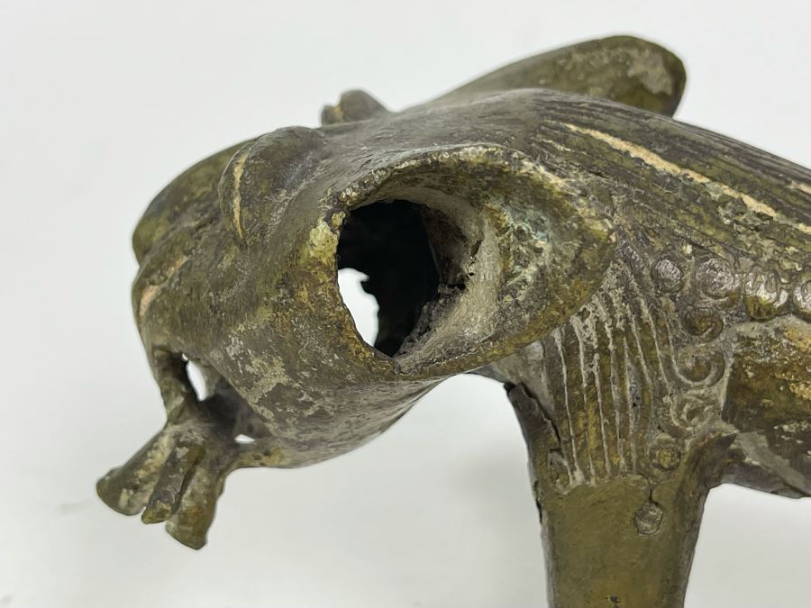 Old Solid Bronze Benin African Leopard Cat Sculpture 9.5W X 3.5D X 4H [Photo 6]