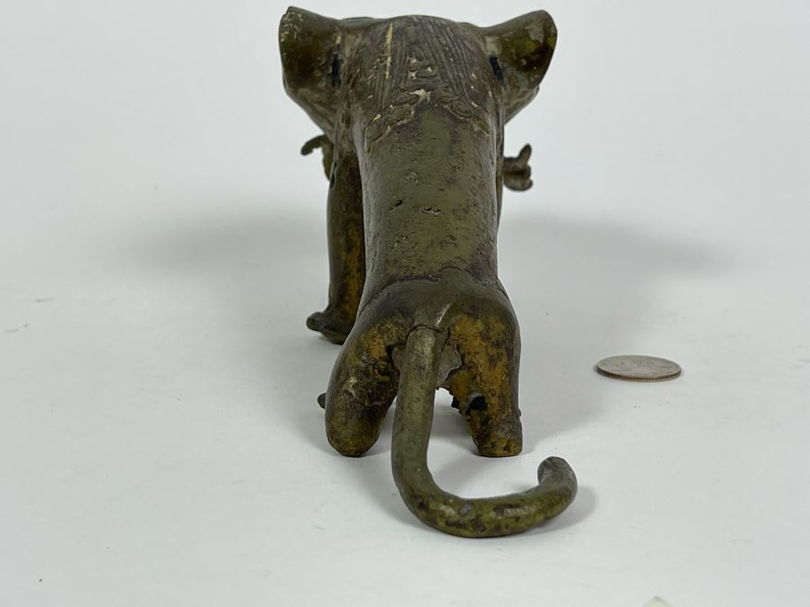 Old Solid Bronze Benin African Leopard Cat Sculpture 9.5W X 3.5D X 4H [Photo 9]