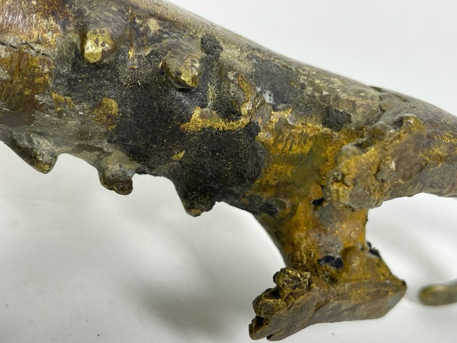 Old Solid Bronze Benin African Leopard Cat Sculpture 9.5W X 3.5D X 4H [Photo 28]