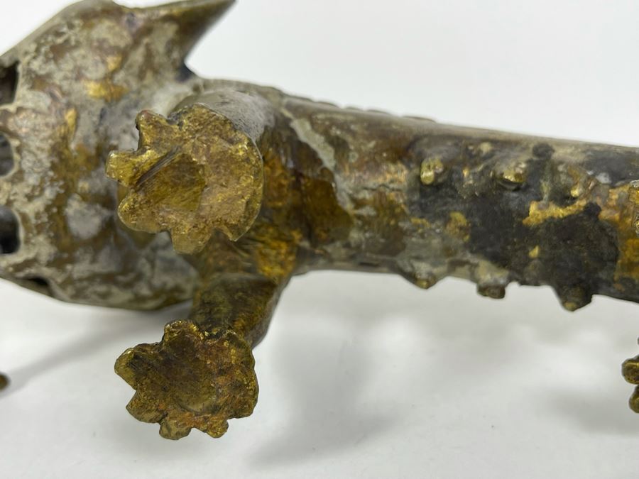 Old Solid Bronze Benin African Leopard Cat Sculpture 9.5W X 3.5D X 4H [Photo 26]