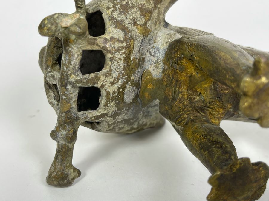 Old Solid Bronze Benin African Leopard Cat Sculpture 9.5W X 3.5D X 4H [Photo 25]