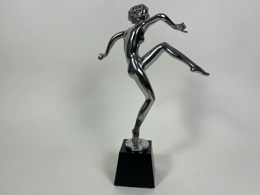 Vintage Art Deco Polished Chrome Metal Dancer Sculpture 13.5H [Photo 7]