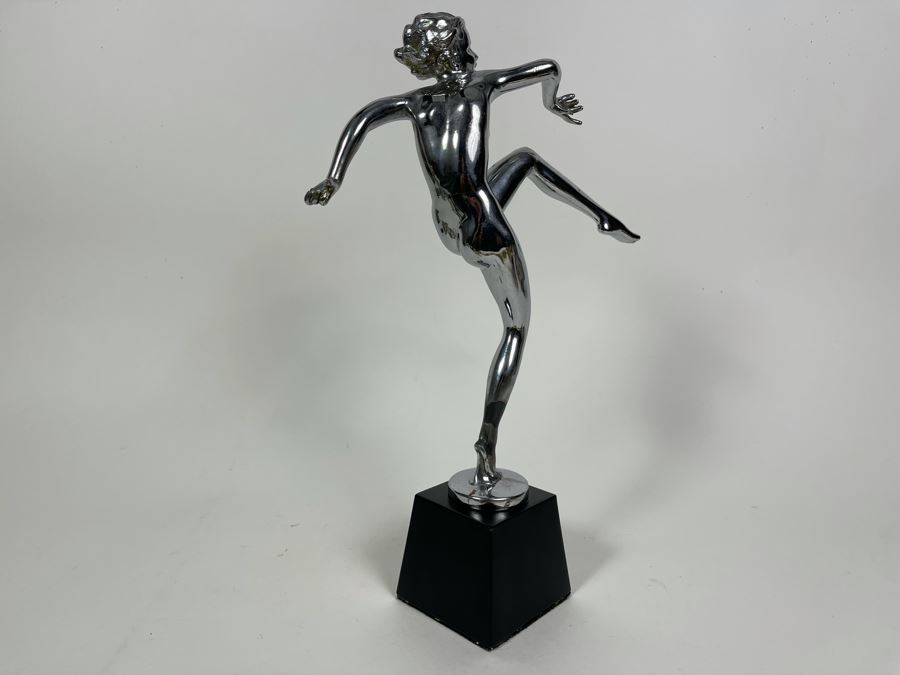 Vintage Art Deco Polished Chrome Metal Dancer Sculpture 13.5H [Photo 6]
